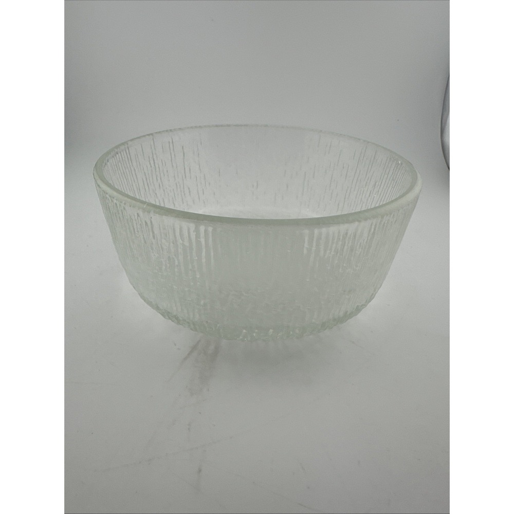Vintage Indiana Glass Set Of 4 Crystal Ice Tree Bark Texture Clear Glass Bowls
